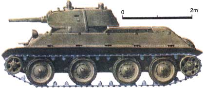 Колесно-гусеничный танк А-20, вид сбоку