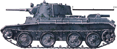 Легкий колесно-гусеничный танк БТ-7, вид сбоку