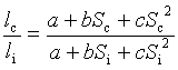 L/Li=(a+bS+cS^2)/(a+bSi+cSi^2)
